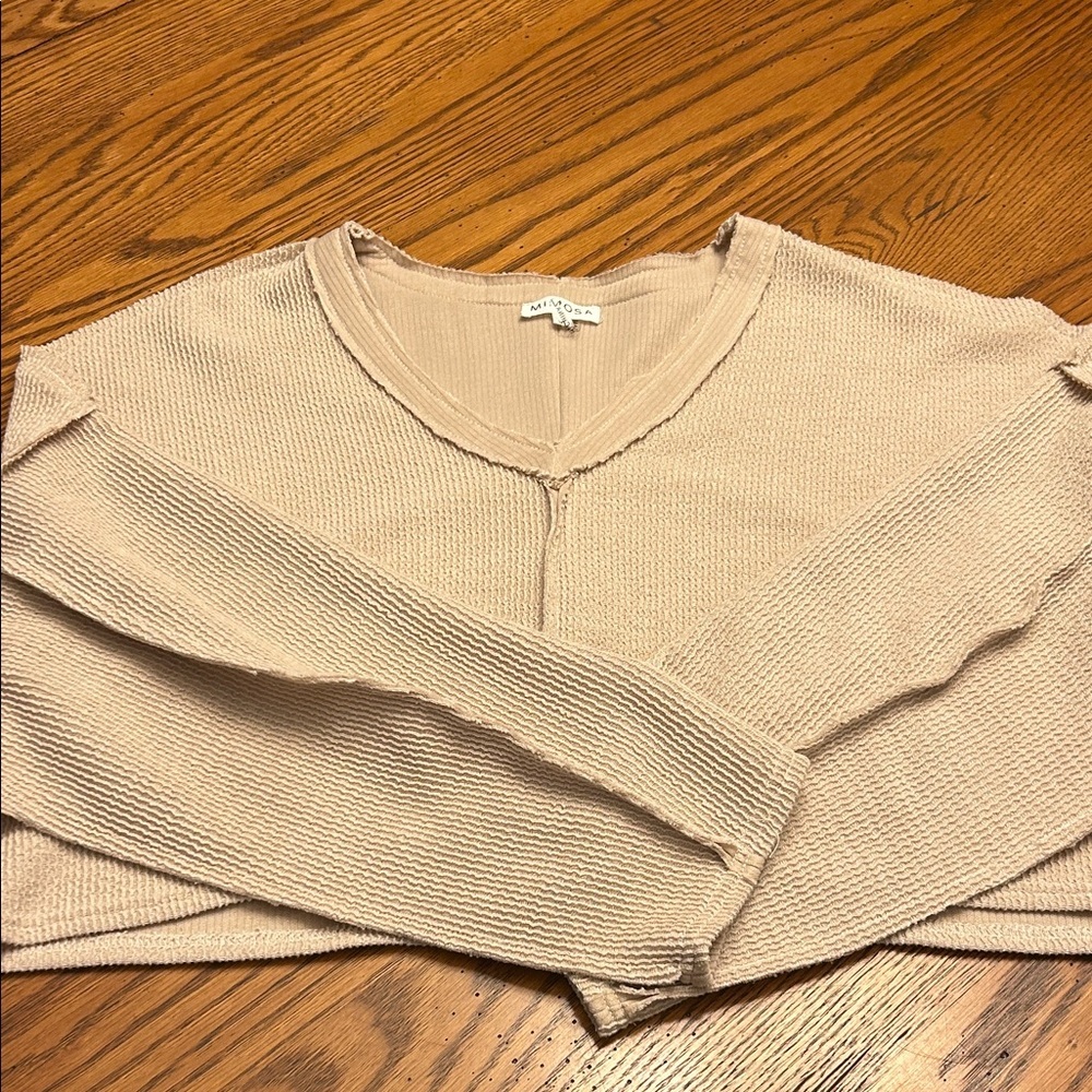 Elegant V-Neck Beige Sweater